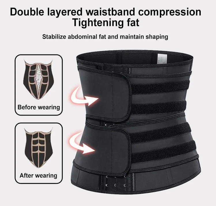 Private Label Weight Lose Body Control Shaper 2 Belts Strap Slimming Tummy Trimmer Band Sauna Sweat Waist Trainer