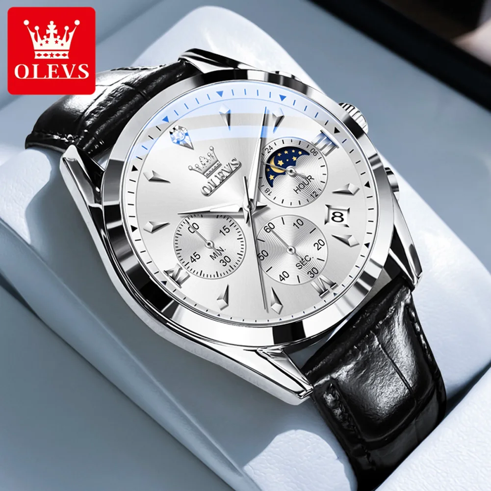 OLEVS 3609 Fashion watch for man Real leather belt casual style custom sport watch oem Quartz  watch