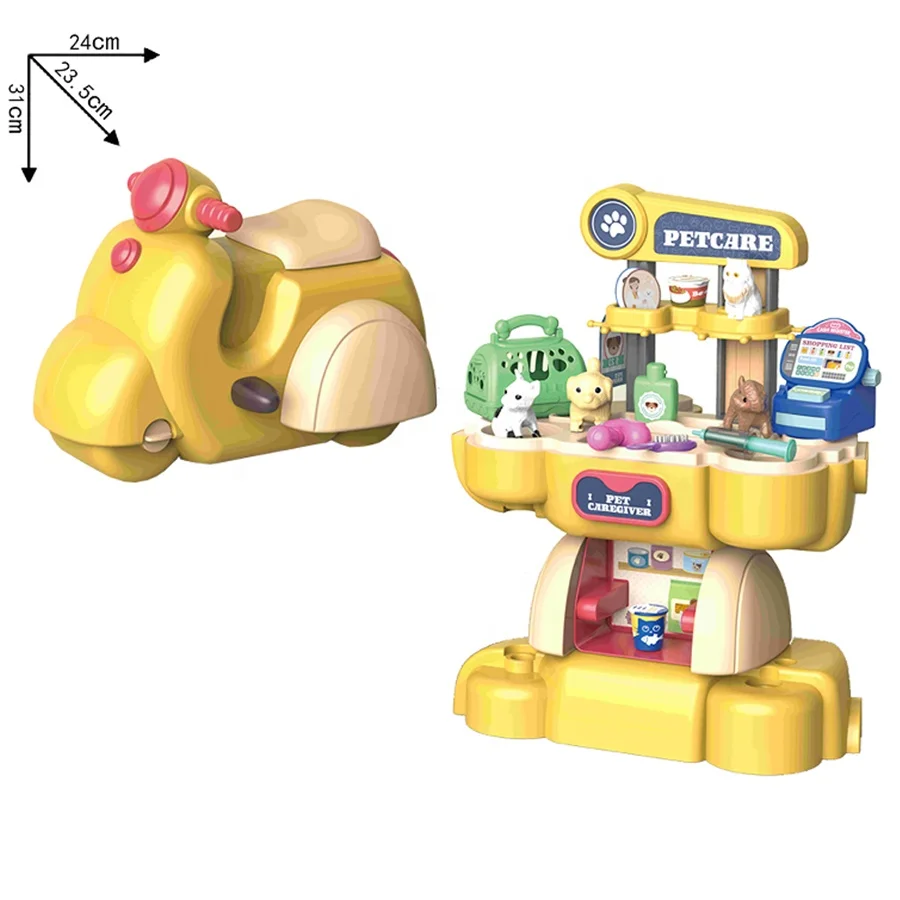 39Pcs Backpack Toy 2 in 1 Dog Pet Vet Play Set 21PCS Role Play Doctor Kit with Water Pump for Kids Pet Caregiver Play Toys