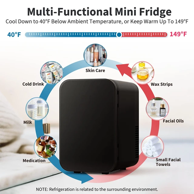 Portable Mini Cosmetics Refrigerator Cooling Heating Freezer with Makeup Black Mini Fridge