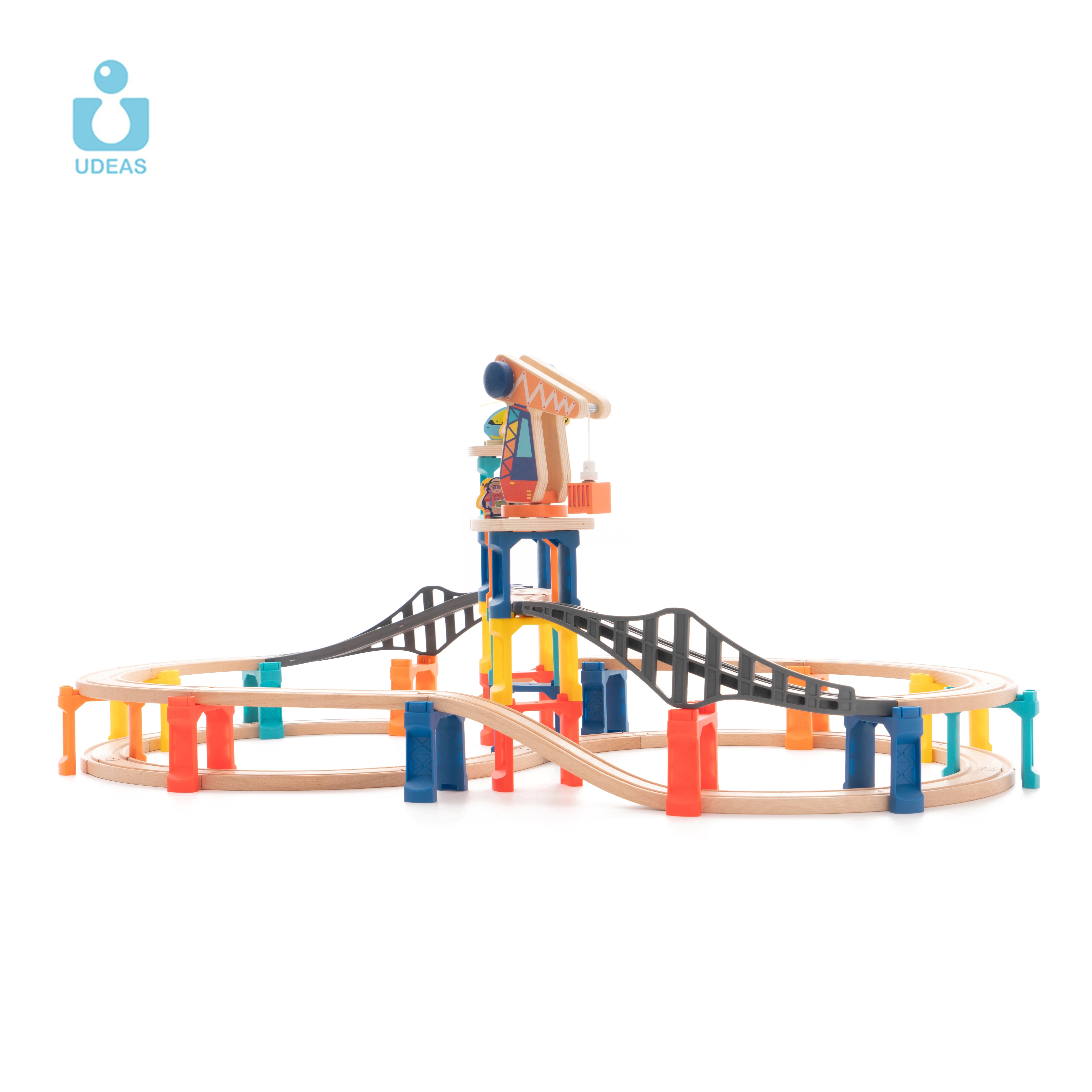 UDEAS Exercise Hand-On Ability DIY Railway Train Set Builder Wooden Big Track Toy
