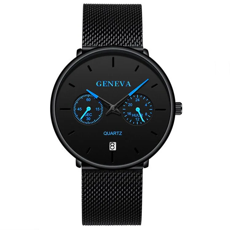 Wholesale fashion simple design men geneva mesh watch quartz wristwatches