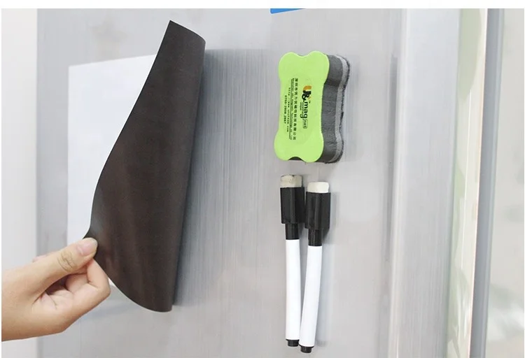 Wholesale Colorful Strip Marker Pen Dry Erase Mini Fridge Magnet Stick Double Sided Rolling Sheet Magnetic Planner Whiteboard A4