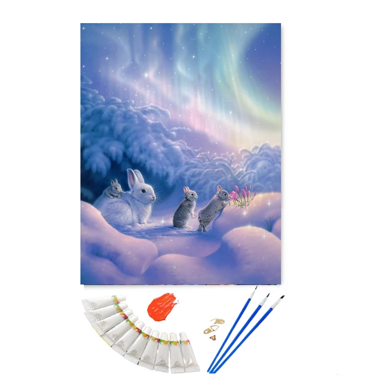 Hot Selling Spirit Rabbit Oil Painting By Numbers Custom Diy Animals Paint By Numbers For Adults Art Craft Gift