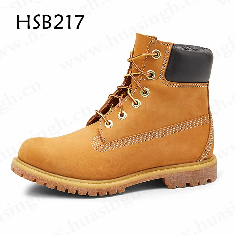 YWQ,hard wearing Goodyear stitching rubber sole work boots mid-cut honey color nubuck leather safety shoes HSB217