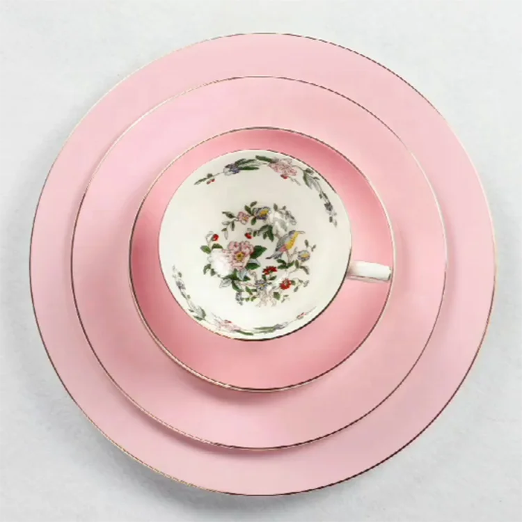 European bone china dish plate flower and bird pattern plate 8 /10 inch snack plate porcelain breakfast disc