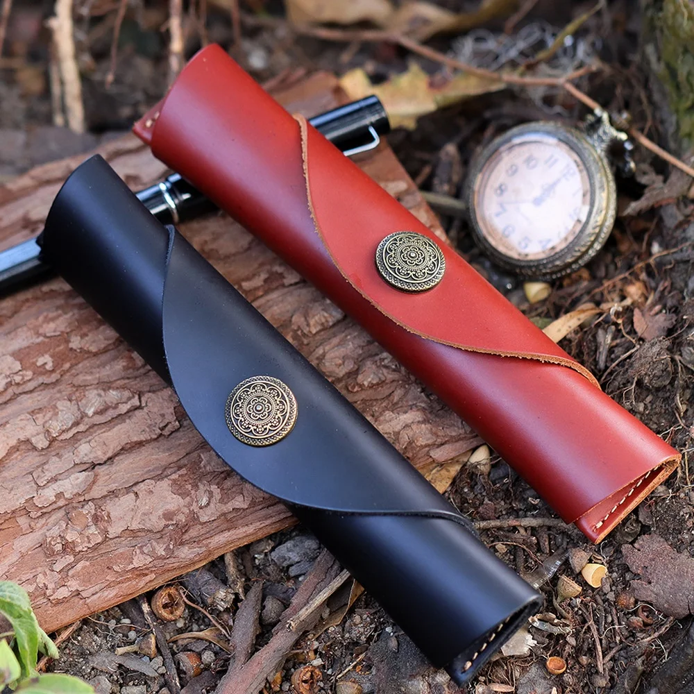 Valentine gifts 2020 oil leather patterns roll up pen case  pencil organizer for men and women