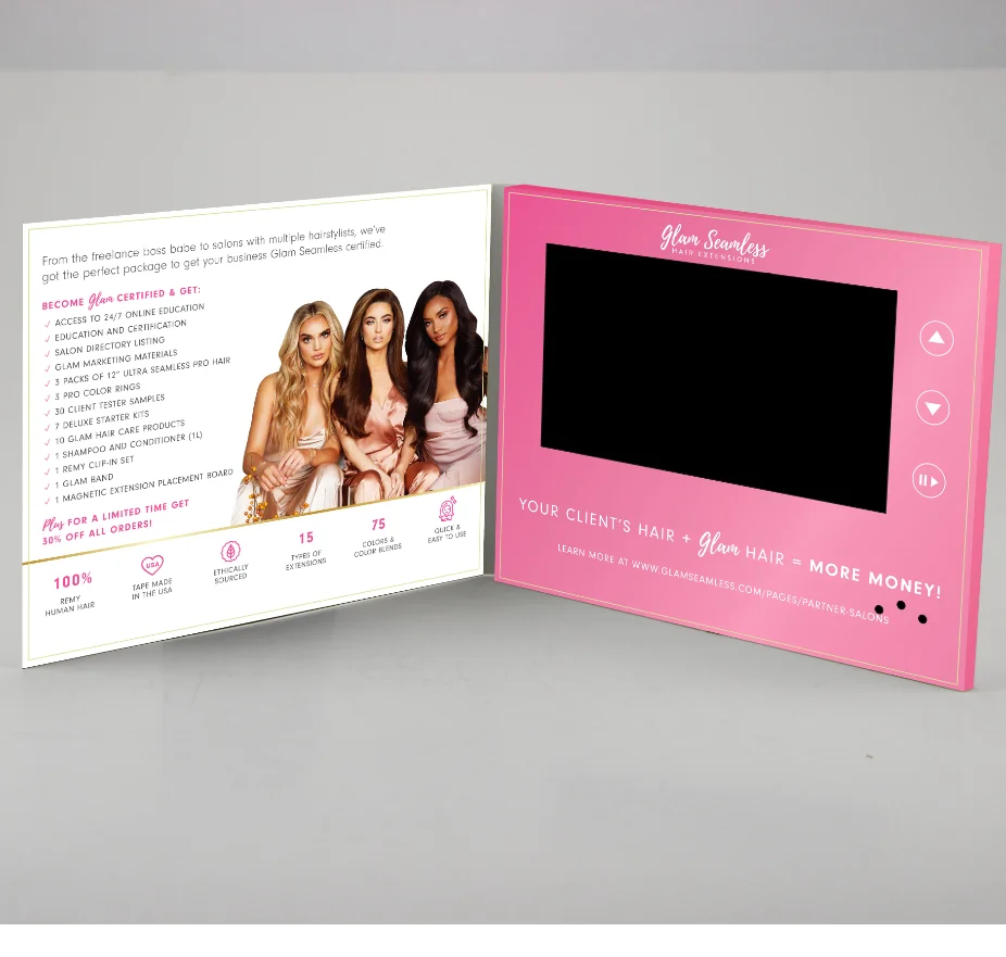 Изготовленный на заказ 7 дюймов рекламный цифровой звуковой модуль TFT ЖК-экран, видео-плеер бизнес поздравительная открытка брошюры