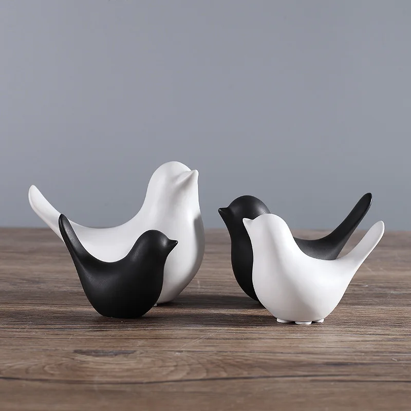 Nordic Modern Luxury Golden Black White Bird Ceramic Decoration Living Room Home Soft Desktop Decor Accessories