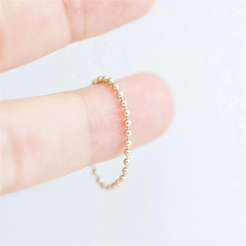 High Quality 14K Gold Filled 1.5mm Bead Chain Ring Fashion Jewelry Boho Knuckle Ring for Women