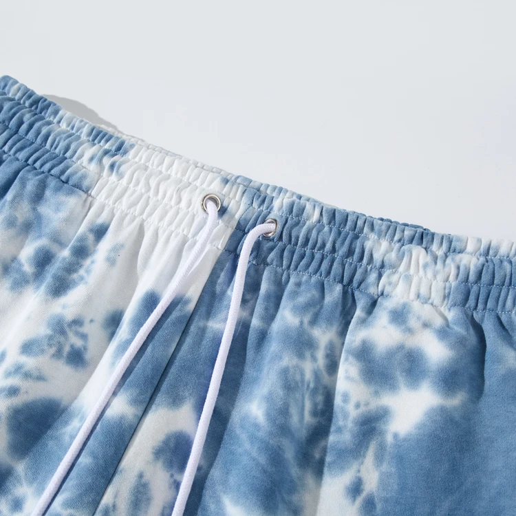 Cool Streetwear Custom Terry Cloth Shorts Drawstring Workout Unisex Tie Dye Sweat Shorts