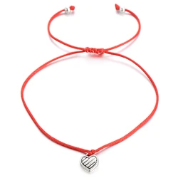 Handmade Thread AntiqueTiny Love Heart Bracelets Charm For Women Men Couple Gift Lucky Red Rope Bracelet Kids Chain Jewelry