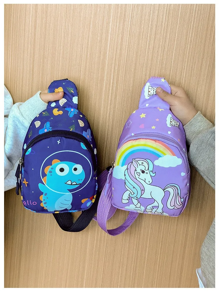 Kindergarten Boy and Girl Baby Messenger Bag Cute Little Dinosaur Coin Purse Cartoon Unicorn Chest