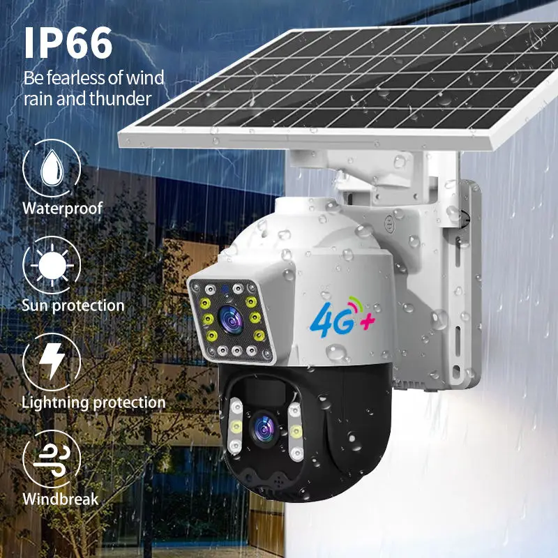 V360PRO 3MP HD 4G двойной объектив Солнечная камера PTZ Обнаружение движения автоматическое отслеживание Sim-карты 10000 мАч маломощная батарея Wi-Fi подключение