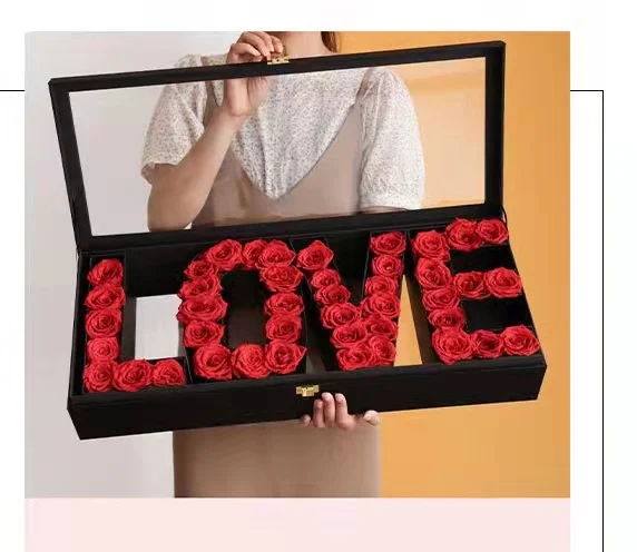 Портативный Цветочный ящик с алфавитом LOVE, сохраненный цветок, коробка для любви, акриловая коробка для любви, подарок на свадьбу и фестиваль