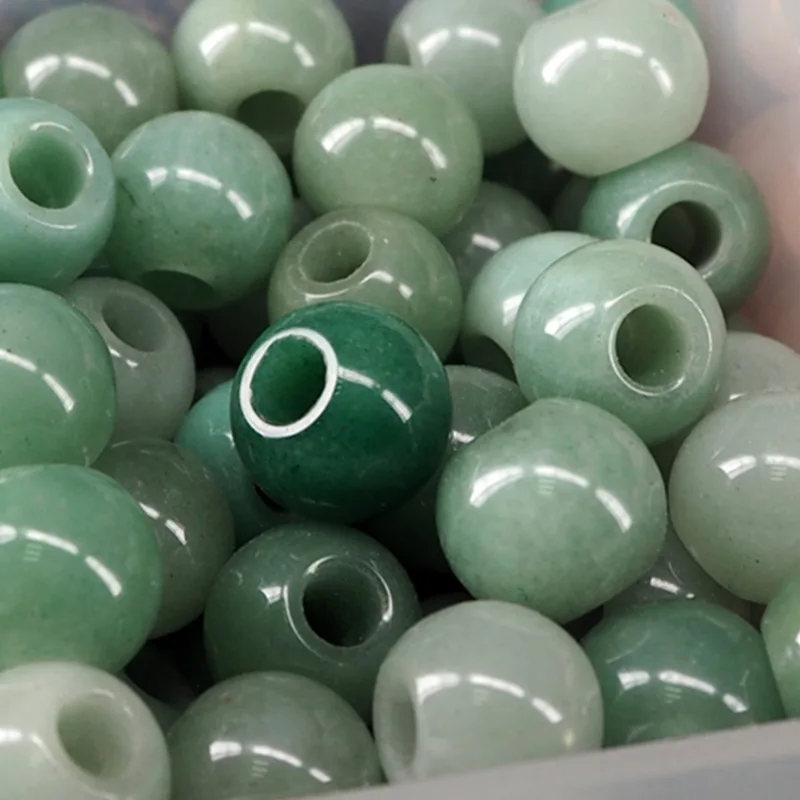 14mm Stone Beads Natural Gemstone Agate Crystal Jade Stone Big Hole Loose Round Beads for DIY Jewelry