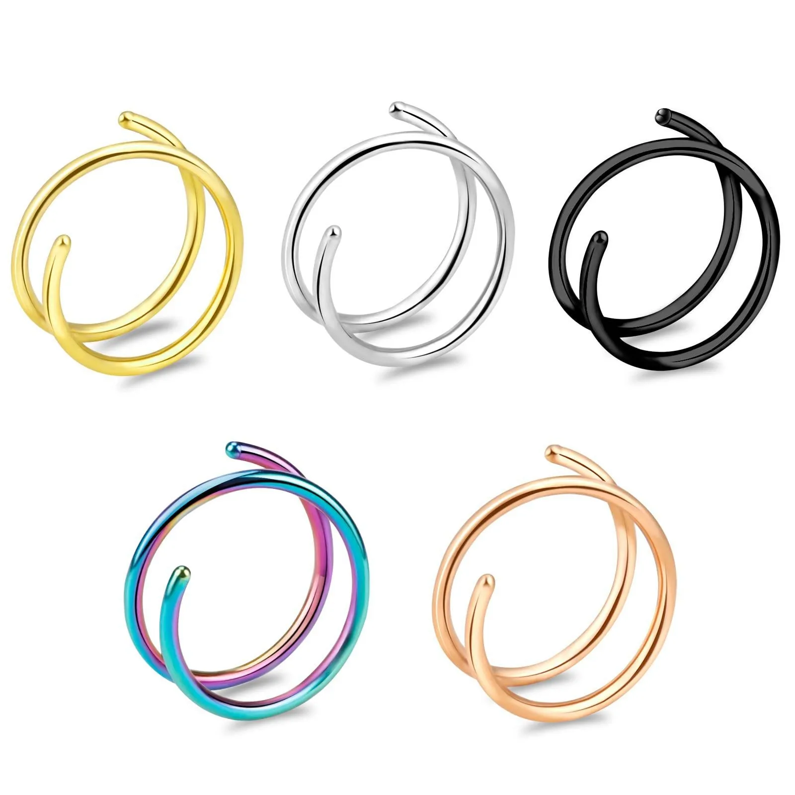 Stainless Steel Hypoallergenic Septum Nose Piercing Double Helix Cartilage Rook Hoop Earring Body Piercing Jewelry Nose Ring