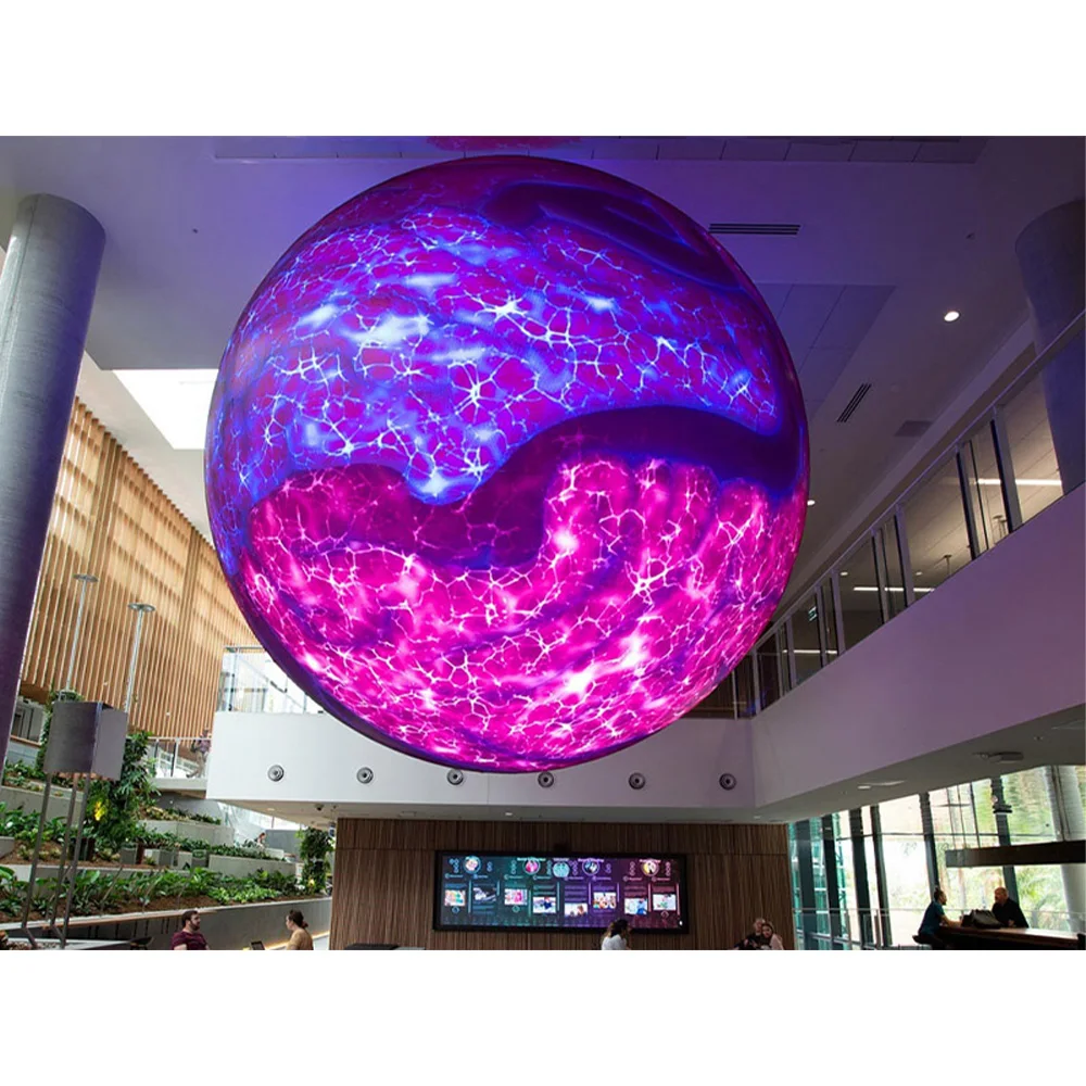 Indoor Digital Advertising Column Sphere Led Display Screen P2 Curve Tradeshow Round Corner Soft 360 Pantalla De Wall Circular