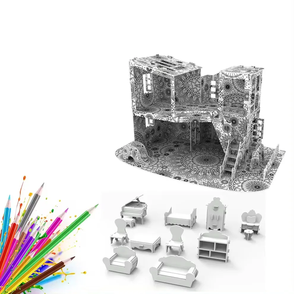 3D пазл DIY сборка картонный дом Вилла для