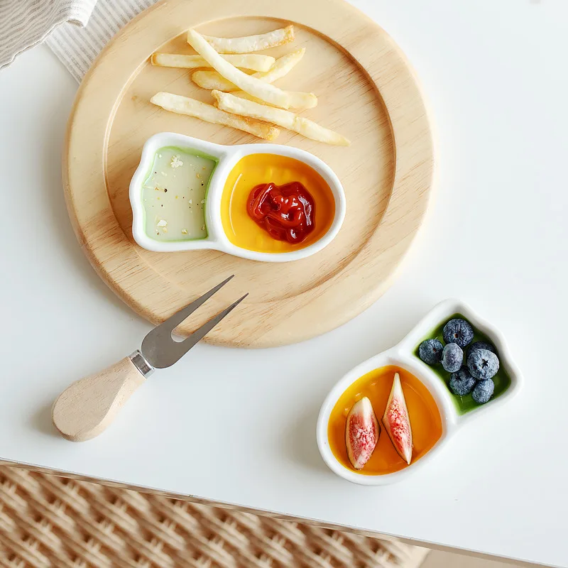 Wholesale 2023 New Style Cartoon Radish Shape Small Sauce Snack Seasoning Ceramic Dish