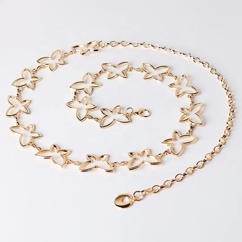 Fashion accessories metal waist chain decorative large yard extension butterfly  waist chain