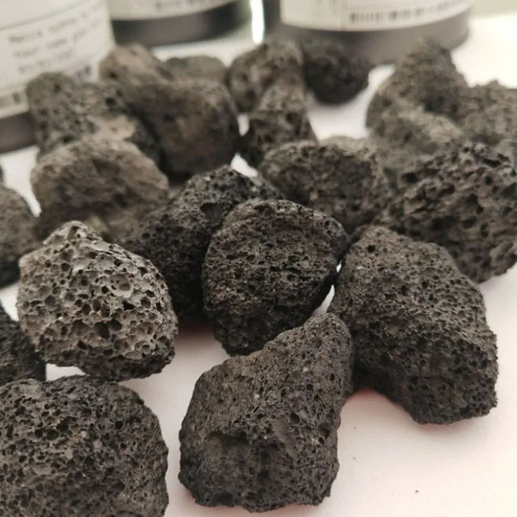 Black volcanic stone lava rock for garden decoration