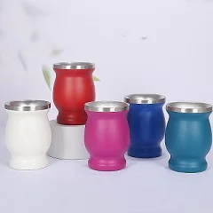 Черный чай Yerba Mate с двойными стенками из нержавеющей стали Набор чашек соломинкой