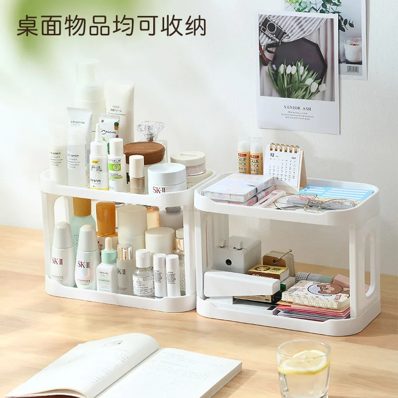 Double Layers Kitchen Shelf Folding Desktop Plastic Sundry Storage Rack