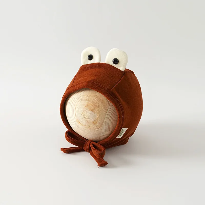 Solid color cute cartoon design newborn baby cap big eyes frog design baby boy cap solid color baby girl cap