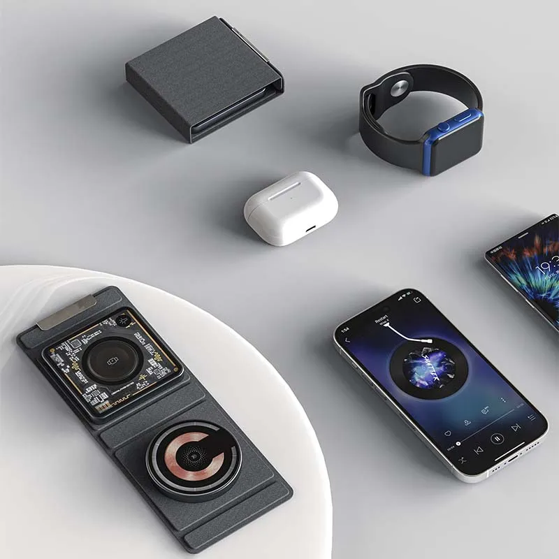 2 in 1 Wireless Charger 2023 Wholesale Price Leather Smart Mobile Phone Bluetooth Earphone Type C Earphone Black White 12 Months