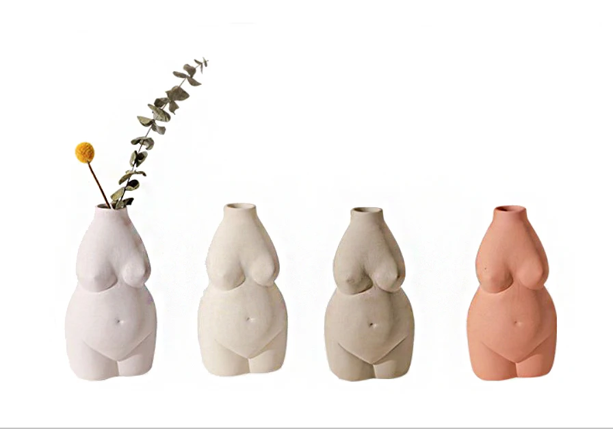 2021 Hot Sell Tabletop Nordic Design Ceramic Body Vase for Home Decoration