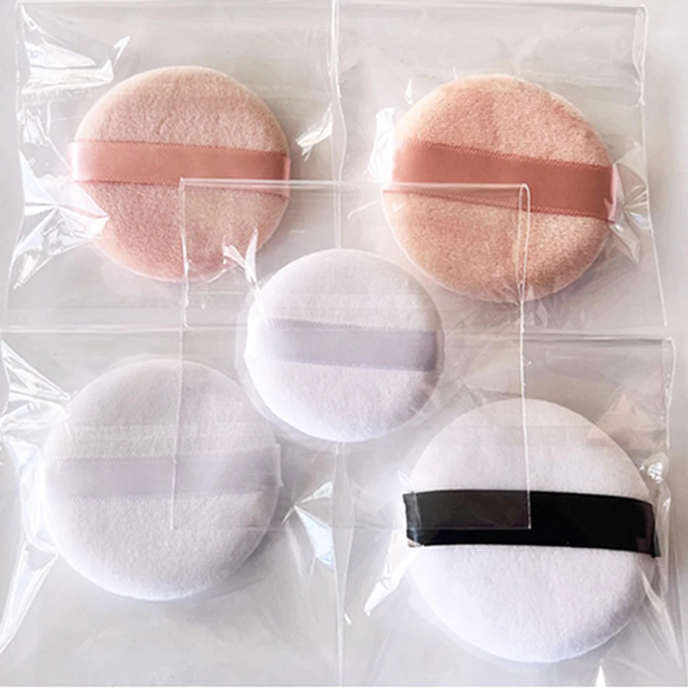 Bestseller Custom Logo Ultra Soft Cotton Flocking Loose Round Velour Makeup Puffs Setting Refillable Thick Powder Puff
