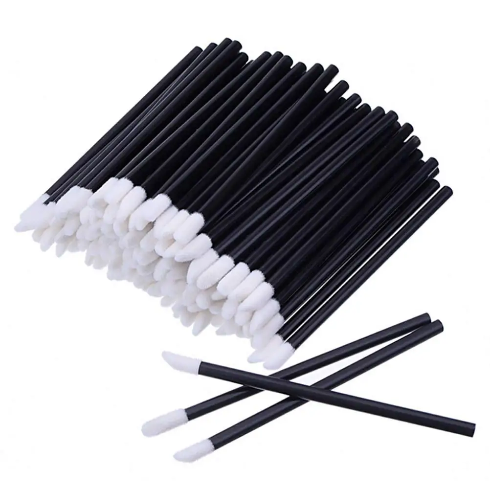 100pcs/bag Silicone Lip Exfoliator Brush Lip Scrubber Wands Flat Disposable Lipstick Brush For Makeup