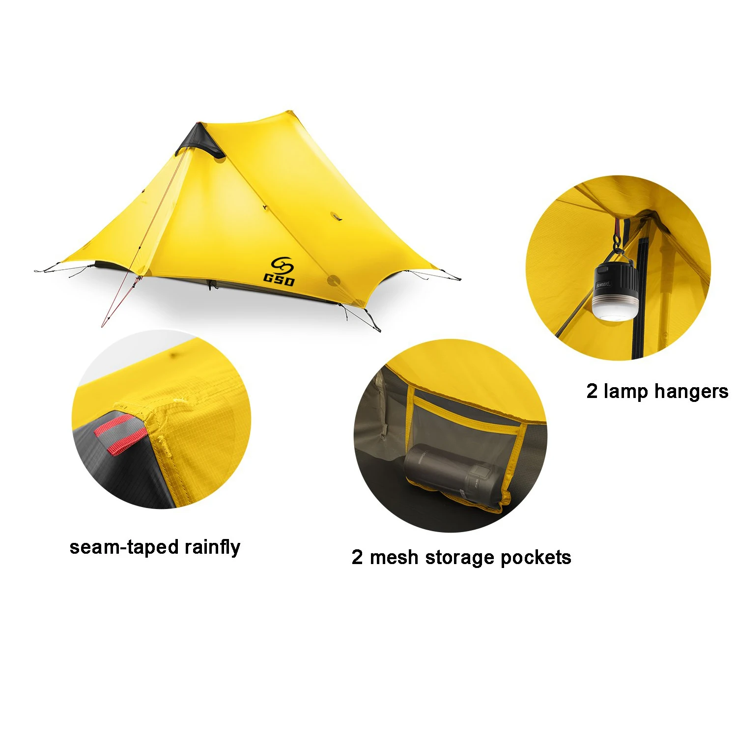 GodsWord Ultralight Hiking Backpacking Triangle Tent 2 Person Camping Lightweight Travel Nylon Tent with Silicon Coating