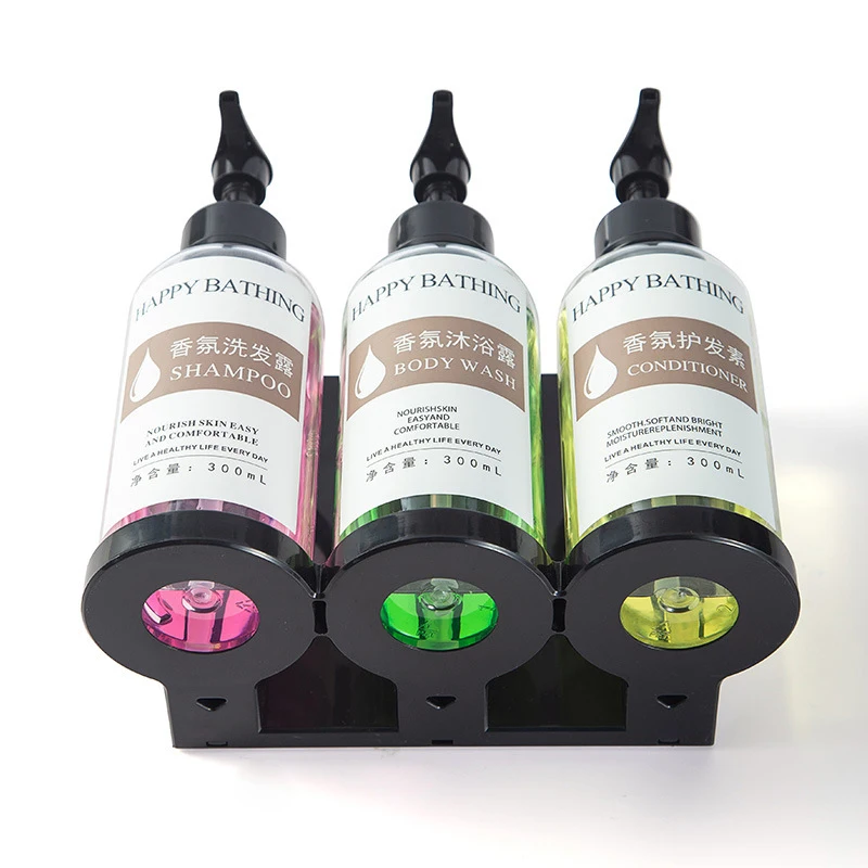 Hotel Wall Mount Soap Bispenser Bathroom Manual Press Shampoo Shower Gel Liquid Soap Bottle Punch-Free Bathroom Hand Wash Bottle