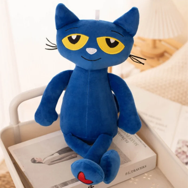 Big Eyed Blue Cat Peluches With Canvas Shoes Embroidery Figure Stuffed Animal Toys Pete-The Cat Plush Toy Kids