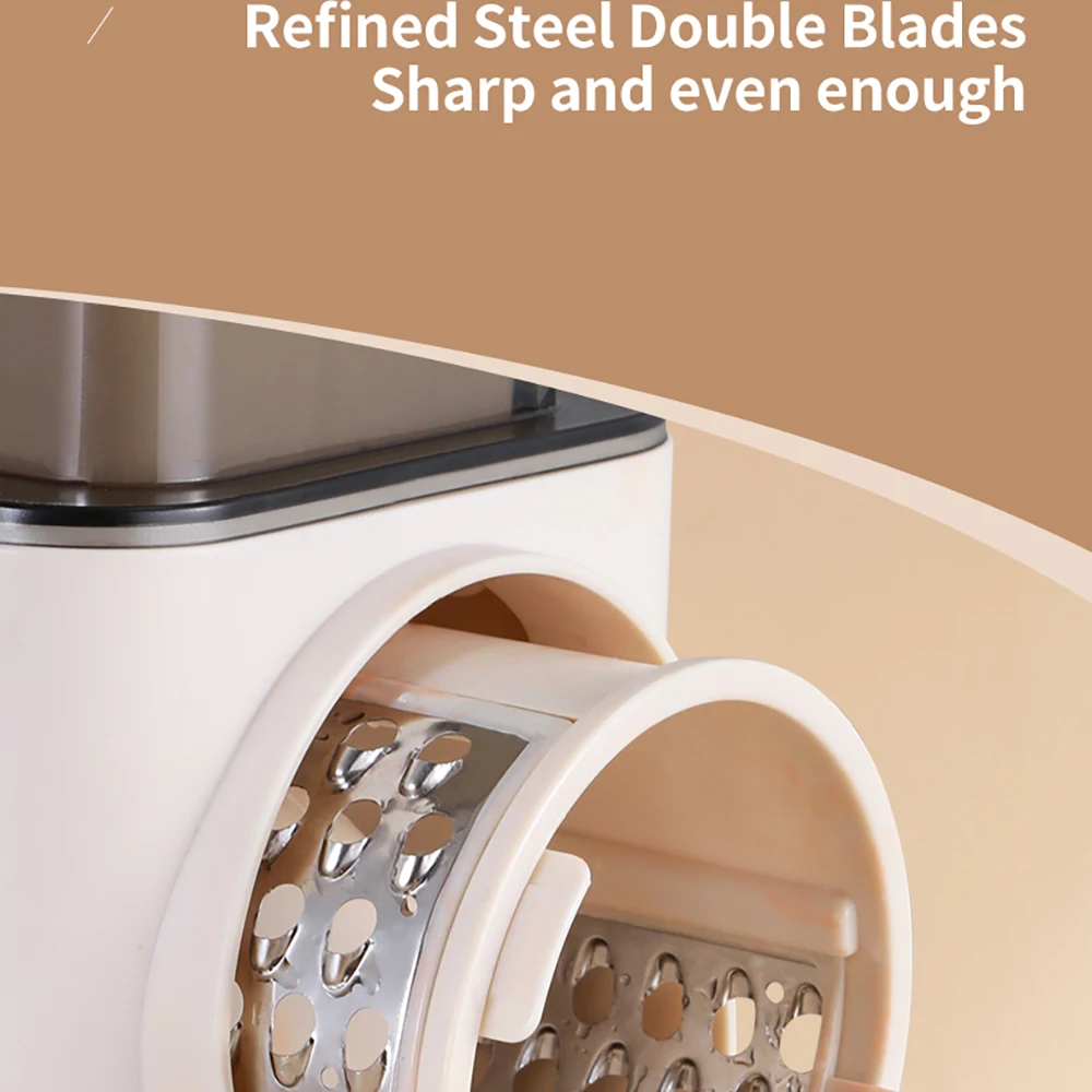 Kitchen 3 In 1 Manual Drum Rotary Cheese Grater Round Mandoline Vegetable Cutter/Slicer/Chopper Safe Food Grinder