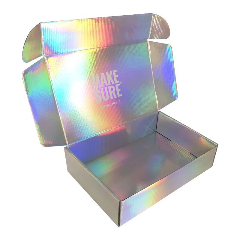 Hologram Shipping Packing Shiny Paper Candle Packaging Boxes 3D Display Holograms Hair Virgin Mailing Printing Gift Hologram Box
