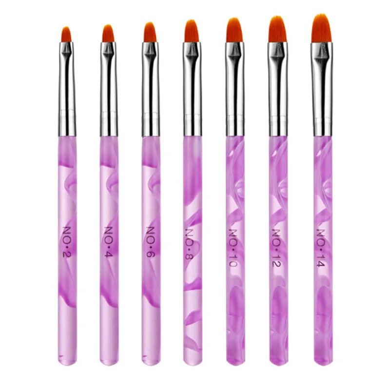 Purple Sea Wave Handle 7pcs/Set Nail Glue Brush UV Nail Brush Nail Polish Brush
