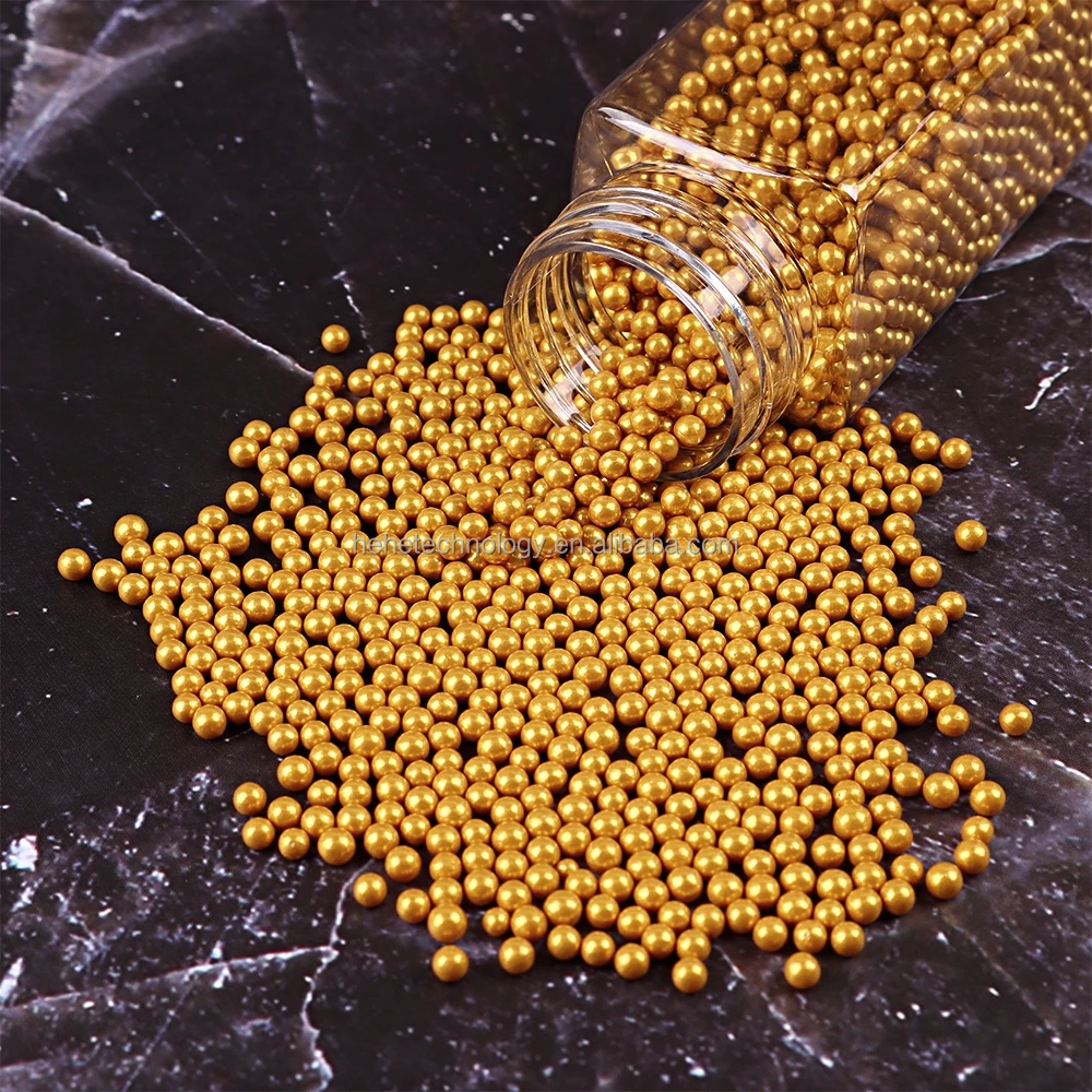 4mm Edibles Solid Gold Beads Bakery Decoration Ingredients Sugar Pearl Sprinkles Edible Gold Cake Sprinkles for Cake Decorating