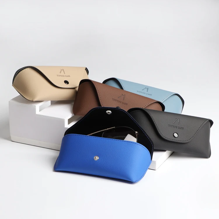 Portable Leather Glasses Case,Durable Soft Packaging Custom Printing Sunglasses Slim Case for Women Men Horizontal Eyeglass Case