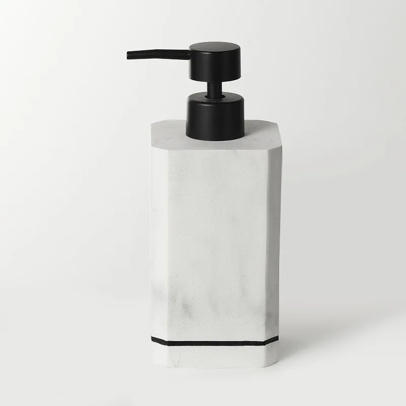 Custom Resin Bathroom Set Lotion Dispenser Soap Dish Tumbler Bathroom Accessories Set Marble White Resin Bathroom Accessories