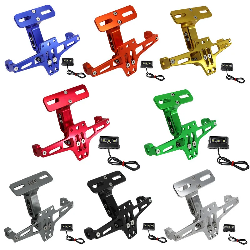 Универсальный алюминиевый угловой держатель для заднего номерного знака мотоцикла светодиодная рамка Honda YAMAHA SUZUKI BMW