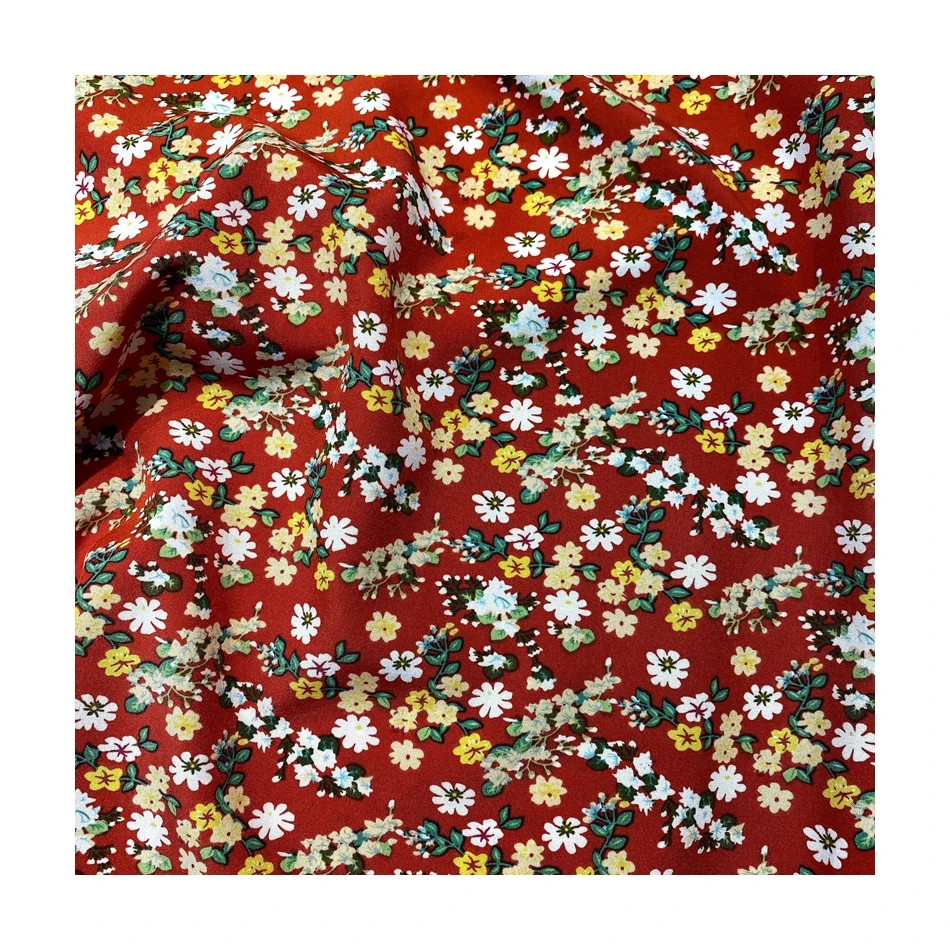 Elegant water resistant fabric 100D four way stretch floral printed fabrics for woman wedding dresses polyester