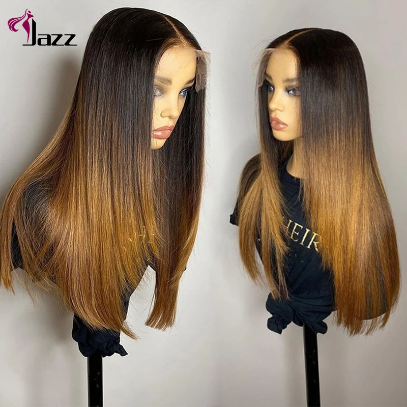 Pre Plucked 4x4 Lace Closure Wig 1b427 13x4 Three Tone Ombre Color Brazilian Virgin Cuticle Aligned Human Hair Lace Front Wig