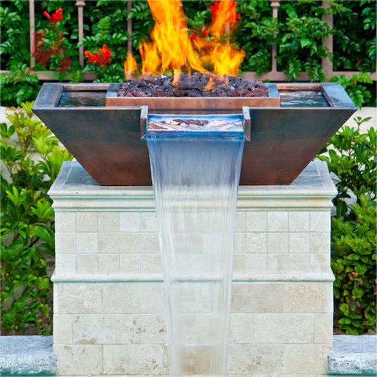 Gas water fire pit table gas heater fire pit color powder painted Gas fire pit with water for Garden rain water curtain