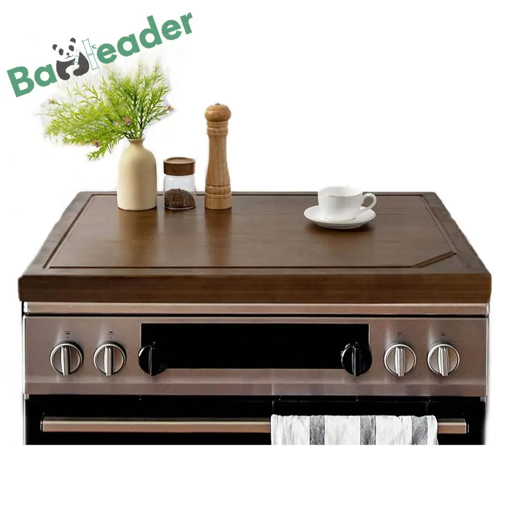New Design Noodle Board Stove Top Cover with Juice Grooves Bamboo Wood Stove Top Sink Covers Cutting Board