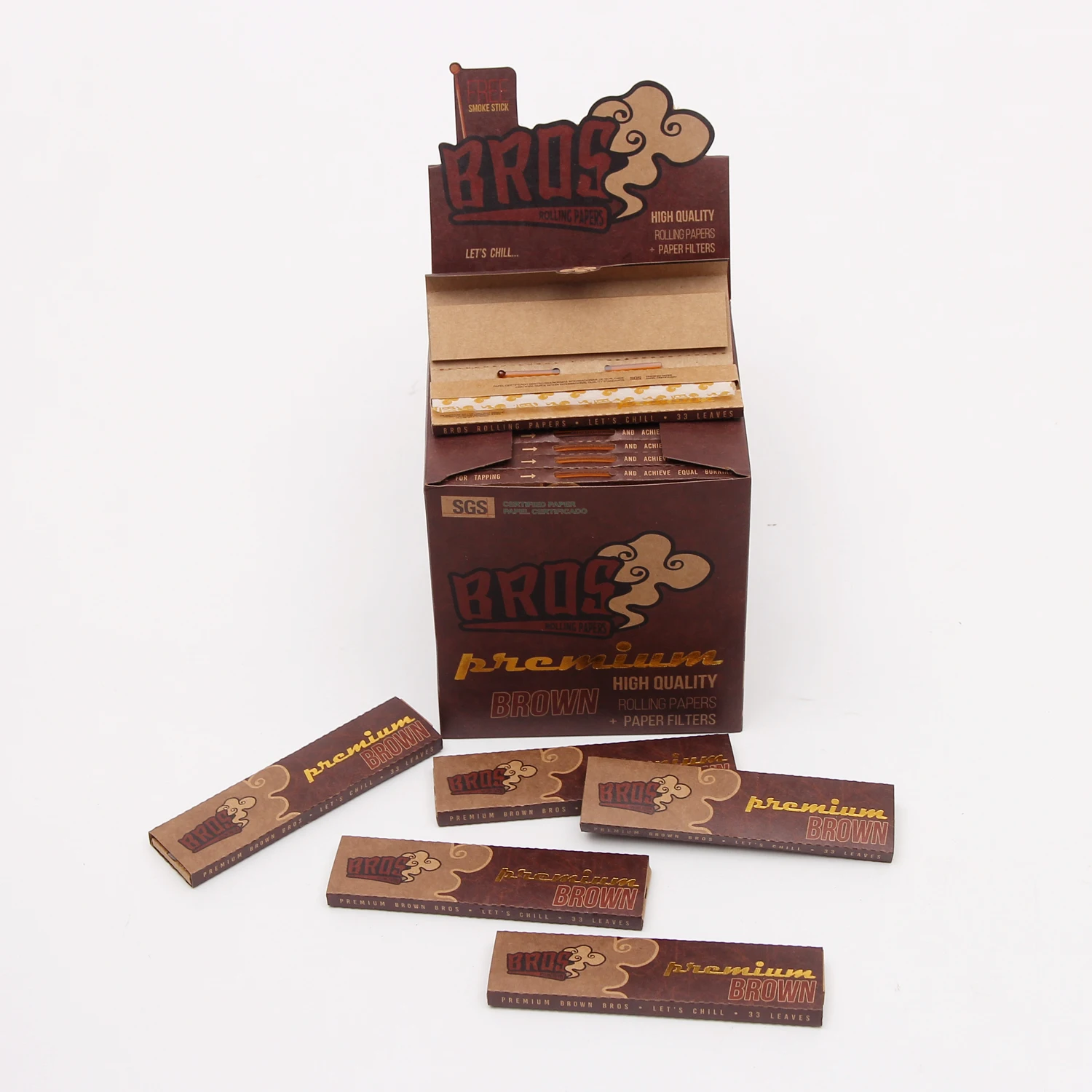 bros brown custom tobacco unbleached paper tips filters logo smoking rolling paper