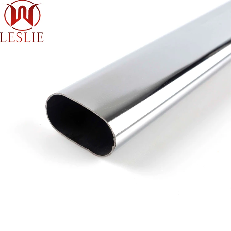 Thickness 0.6/0.8/1.0mm Chrome 15*30mm Wardrobe Tube Hanging Rod oval iron pipe