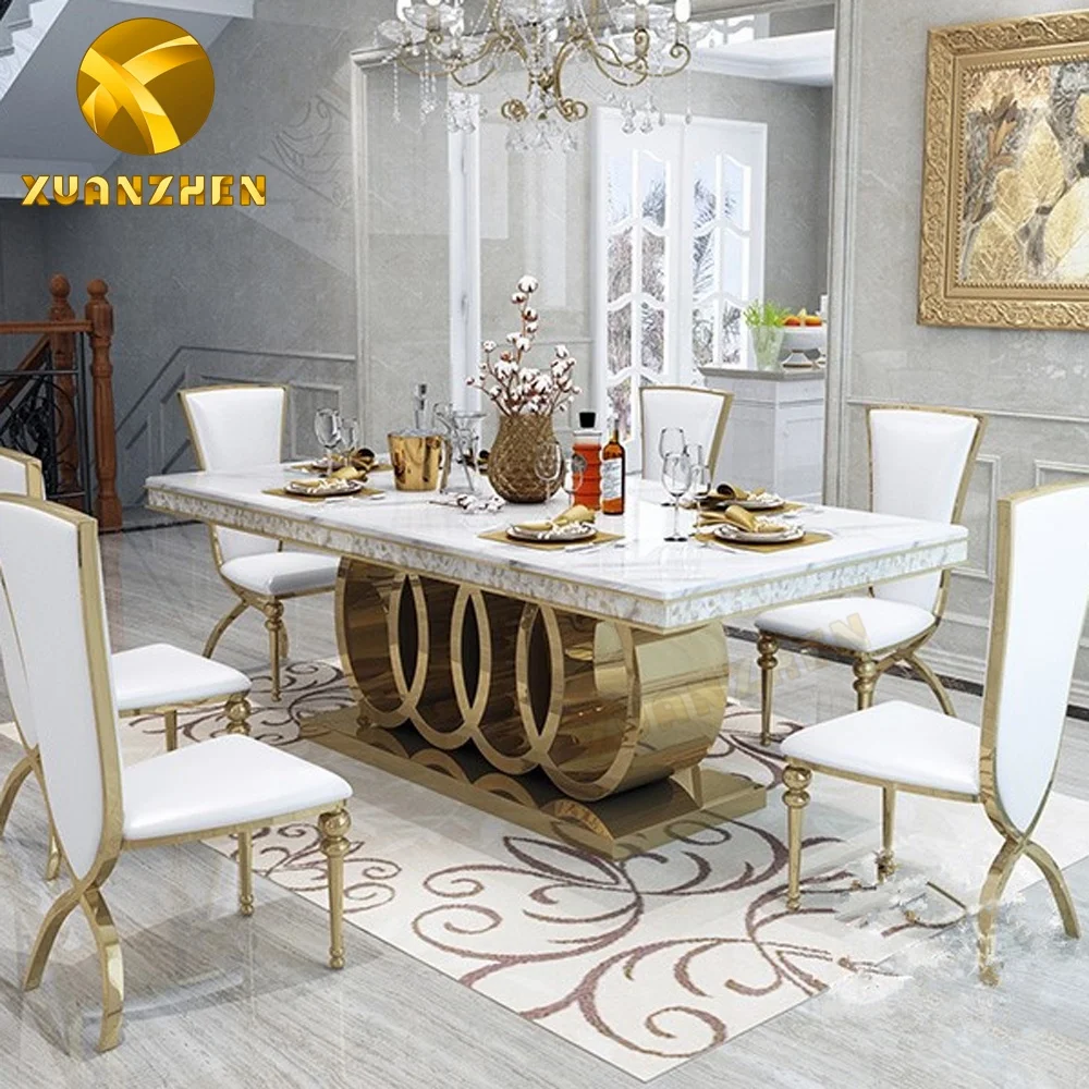 Home Furniture Modern Dining Room Set Marble Table With 6 Chairs Made in Foshan